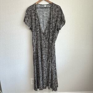 Old Navy Women's XXL Tall Woven Wrap Animal Print Maxi Dress Comfortable Relaxed
